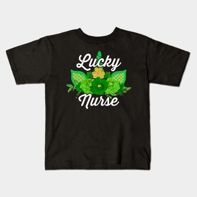 Lucky Nurse Unicorn Shamrock St Paddy Saint Patrick Day Kids T-Shirt by alcoshirts